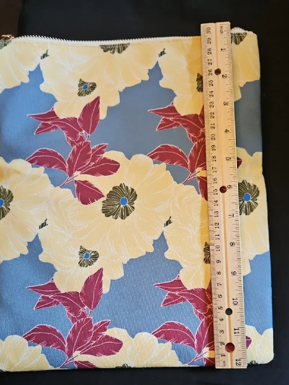 Rachel Pally Yellow, Blue & Red Floral Zip Make-up Pouch NWOT